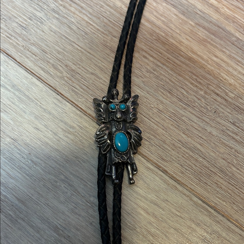 VTG Sancrest Kachina Bolo Tie Pendant with a leather cord